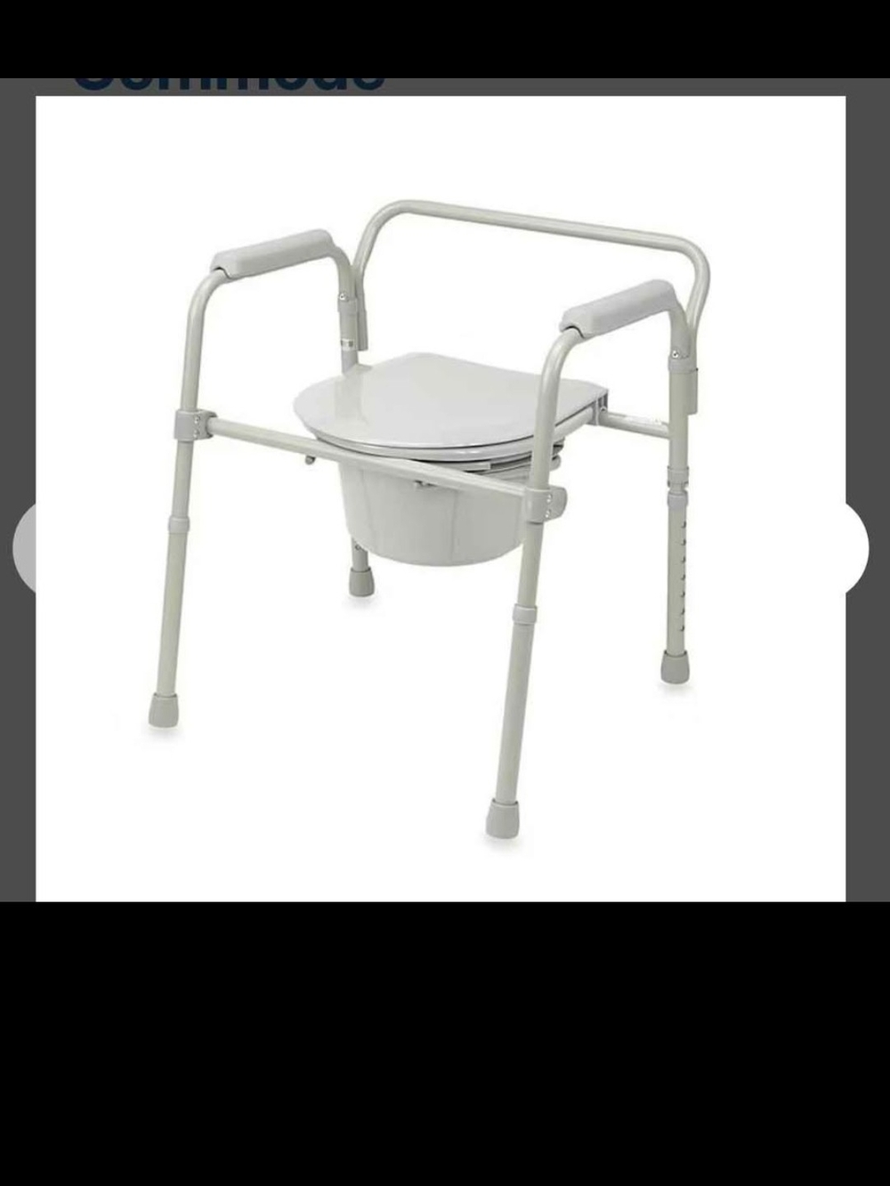 Adjustable Bedside Commode Chair with Lid - White